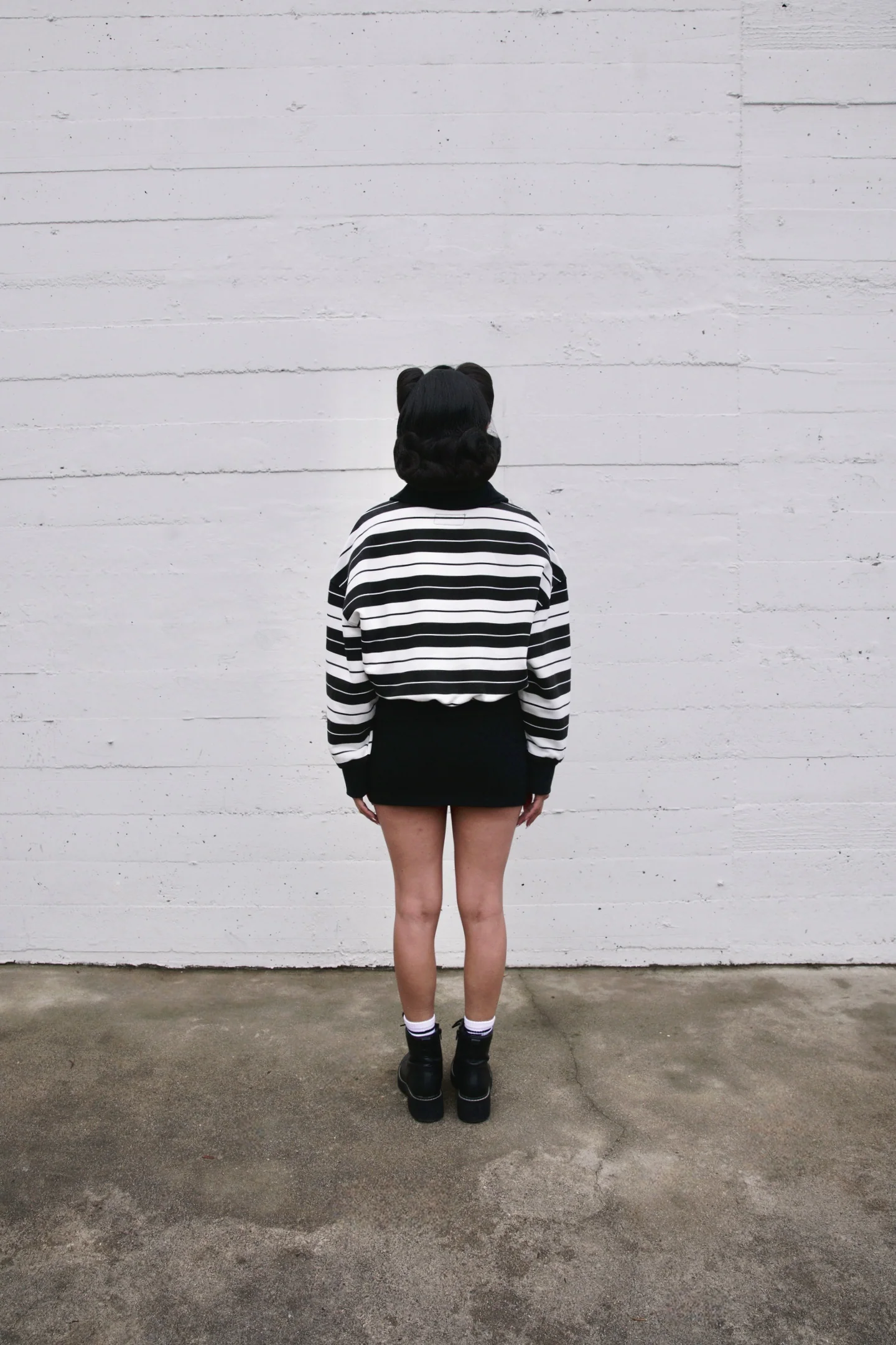 Boxy Fit Rugby Shirt - Black and White Stripes - Image 6